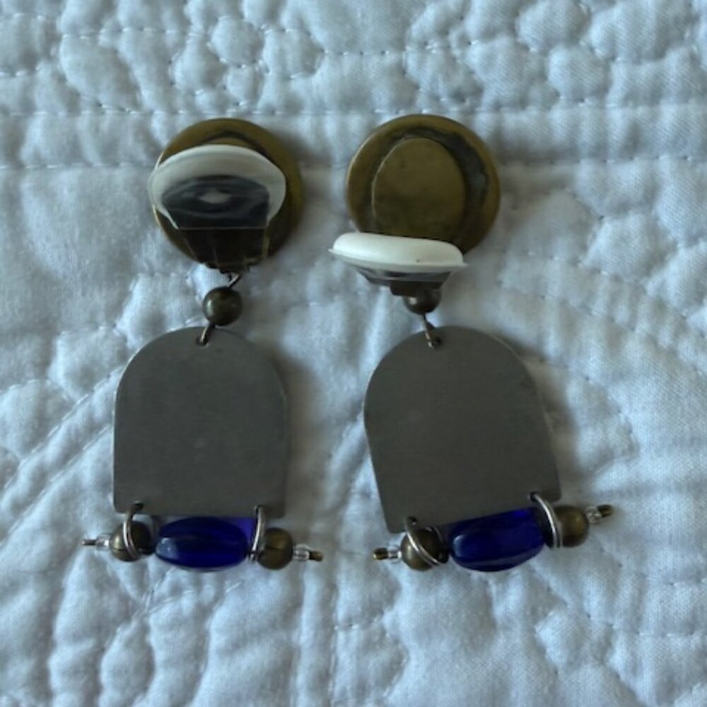 Vintage Ayala Barr Silver Tone Clip Earrings - Picture 3 of 5